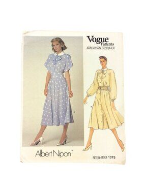 Vogue American Designer Albert Nipon 1375 Dress Sewing Pattern Size 8 Uncut